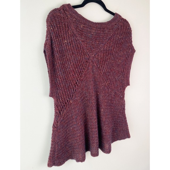 Free‎ People Wool Mohair Linen Blend Sweater S Red Marled Tatiana Pullover Knit - Picture 5 of 7